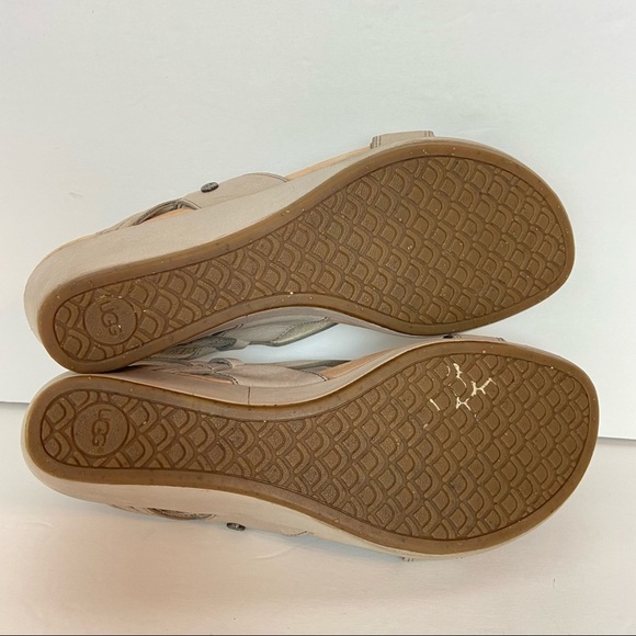 UGG Kenley Nubuck Suede Oyster Women’s Wedge Sandal Size 8 - Picture 6 of 8
